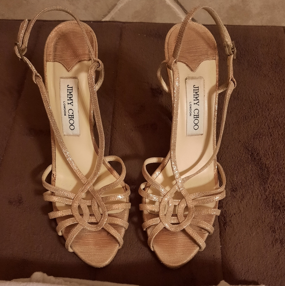 Rose gold Sparkly Jimmy Choo Slingbacks